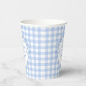 Blaue Gingham-Kokette-Bow-Brautparty Pappbecher (Rechts)