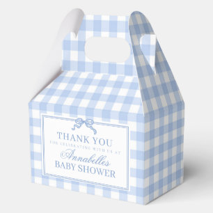 Blaue Gingham-Koketten-Bogen-Baby-Shower-Geschenkv Geschenkschachtel