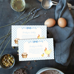 Blaue Gingham-Küken-Bücher für Baby-Party Begleitkarte