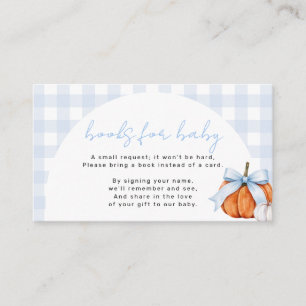 Blaue Gingham-Kürbis-Bücher für Baby Begleitkarte