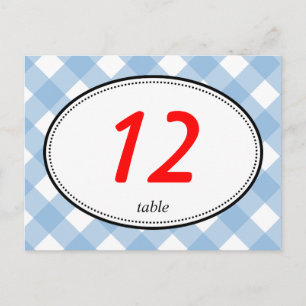 Blaue Gingham Land rustikale Hochzeitsstimmung Tis Postkarte