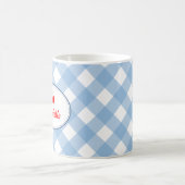 Blaue Gingham Muster Rote Kirsche Persönlich Kaffeetasse (Mittel)