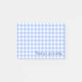 Blaue Gingham-Noten Post-it Klebezettel (Vorderseite)
