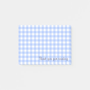 Blaue Gingham-Noten Post-it Klebezettel