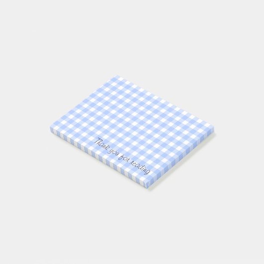 Blaue Gingham-Noten Post-it Klebezettel (angewinkelt)