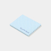 blaue Gingham-Notizen Post-it Klebezettel (angewinkelt)