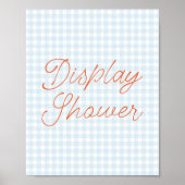 Blaue Gingham-Picknick-Display-Dusche Poster (Vorne)
