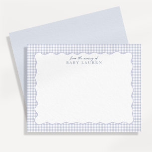 Blaue Gingham-Preppy-Wellenrahmen-Kinderzimmer-Not Einladung