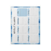 Blaue Gingham-Rand, undatierter Wochenplaner Notizblock (Rotiert)