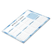 Blaue Gingham-Rand, undatierter Wochenplaner Notizblock (angewinkelt)