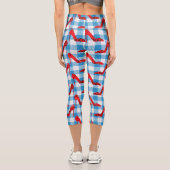 Blaue Gingham-Rupenschuhe Capri Leggings (Rückseite)