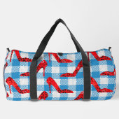 Blaue Gingham-Rupenschuhe Duffle Bag (Rückseite)