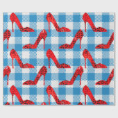 Blaue Gingham-Rupenschuhe Geschenkpapier (Flach)