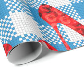 Blaue Gingham-Rupenschuhe Geschenkpapier (Rolleneckpunkt)