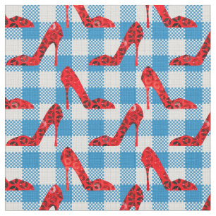 Blaue Gingham-Rupenschuhe Stoff