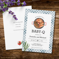 Blaue Gingham-Rustikal-Barbecue-Baby-Party