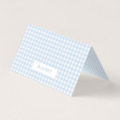 Blaue Gingham-Schleife Baby-Junge-Shower-Dankeskar (Rückseite)