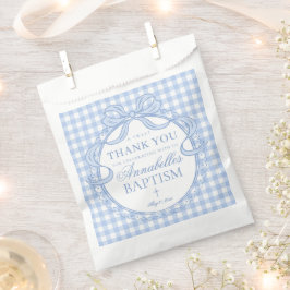 Blaue Gingham Schmachtlappen-Schleife Taufdessert Geschenktütchen