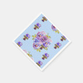 Blaue Gingham Shabby Chic Blumen Servietten (Ecke)
