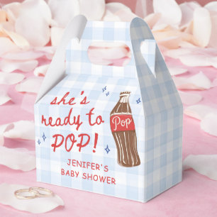 Blaue Gingham Sie ist bereit zu knallen Baby Showe Geschenkschachtel