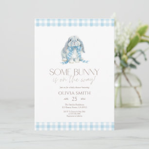 Blaue Gingham-Some Bunny-Baby-Party Einladung