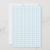 Blaue Gingham-Some Bunny-Baby-Party Einladung (Rückseite)