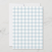 Blaue Gingham-Sonnenblume 1. Geburtstag Einladung (Rückseite)