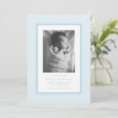 Blaue Gingham süße einfache ein Foto Geburt Ankündigung (Stehend Vorderseite)