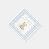 Blaue Gingham-Teddybär-Baby-Shower-Servietten Serviette (Ecke)