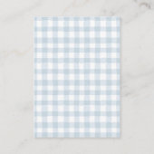 Blaue Gingham-Teddybär-Windel-Raffa-Ticket Begleitkarte (Rückseite)