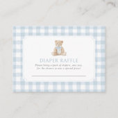Blaue Gingham-Teddybär-Windel-Raffa-Ticket Begleitkarte (Vorderseite)