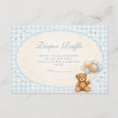 Blaue Gingham-Teddybär-Windeltafel-Verlosung Begleitkarte (Vorderseite)
