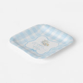 Blaue Gingham-Teeparty-Junge-Baby-Party Pappteller (Gewinkelt)