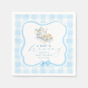 Blaue Gingham-Teeparty-Junge-Baby-Party Serviette