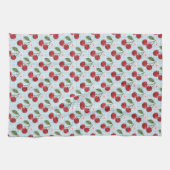 Blaue Gingham und Kirschen Geschirrtuch (Horizontal)