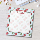 Blaue Gingham und Kirschen Notizblock