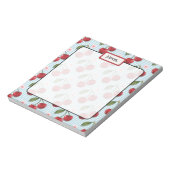 Blaue Gingham und Kirschen Notizblock (Rotiert)