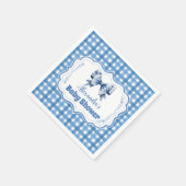 Blaue Gingham- und Schleifen-Baby-Party Serviette (Ecke)