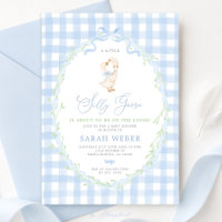 Blaue Gingham Verrückte Gans Baby Shower