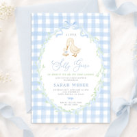 Blaue Gingham Verrückte Gans Baby Shower
