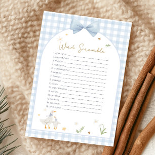 Blaue Gingham-Verrückte-Gans-Baby-Shower-Preis-Spi