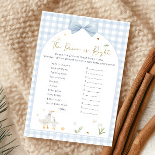Blaue Gingham Verrückte Gans Babyparty-Preisspiel