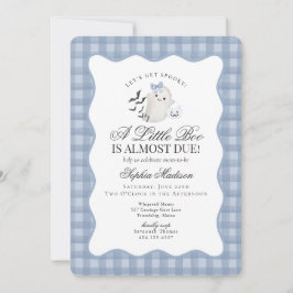 Blaue Gingham-Vorbereitung Geist Little Boo Baby S Einladung