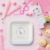 Blaue Gingham-Wald-Silvester-Gans-Baby-Party Pappteller (Party)