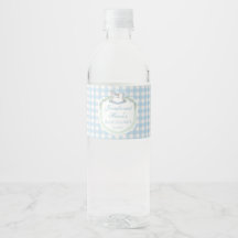 Blaue Gingham-Wappen-Babydusche