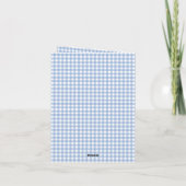 Blaue Gingham-Weihnachtsfoto Feiertagskarte (Rückseite)