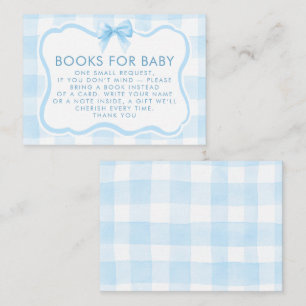 Blaue Gingham-Wellenrahmen-Schleifen-Bücher-für-Ba Begleitkarte