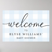 Blaue Gingham-Willkommensschild Poster (Vorne)