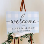 Blaue Gingham-Willkommensschild Poster