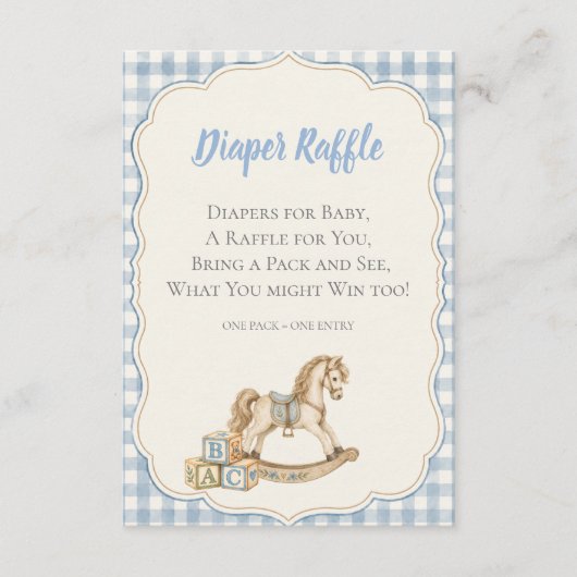 Blaue Gingham-Windel-Raffel Begleitkarte (Vorderseite)